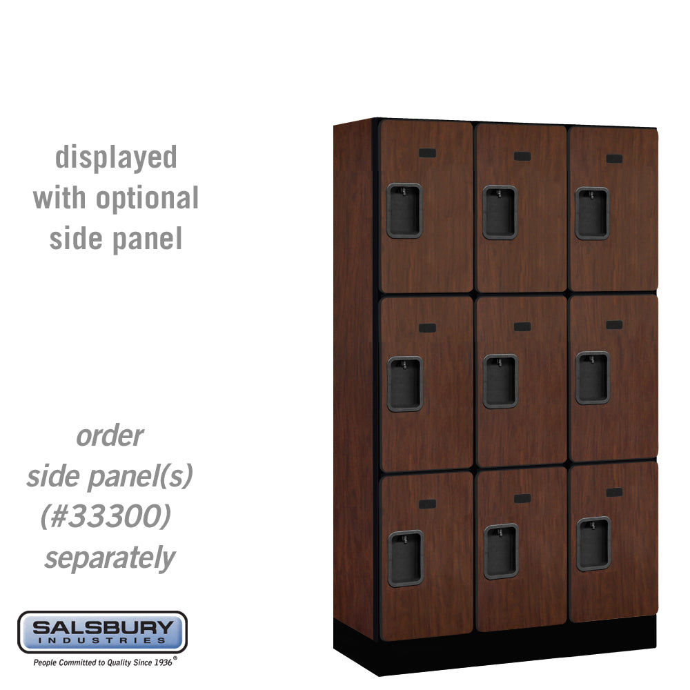 12" Wide Triple Tier Designer Wood Locker - 3 Wide - 5 Feet High - 15 Inches Deep - Mahogany