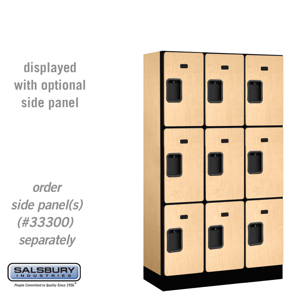 12" Wide Triple Tier Designer Wood Locker - 3 Wide - 5 Feet High - 15 Inches Deep - Maple