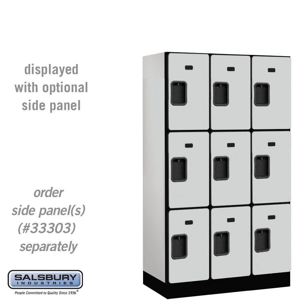 12" Wide Triple Tier Designer Wood Locker - 3 Wide - 5 Feet High - 18 Inches Deep - Gray