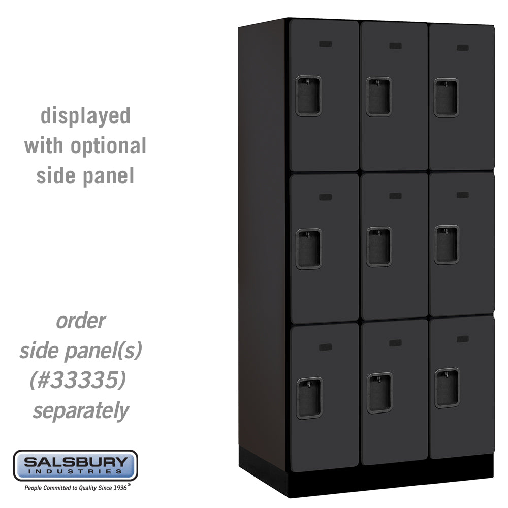 12" Wide Triple Tier Designer Wood Locker - 3 Wide - 6 Feet High - 21 Inches Deep - Black