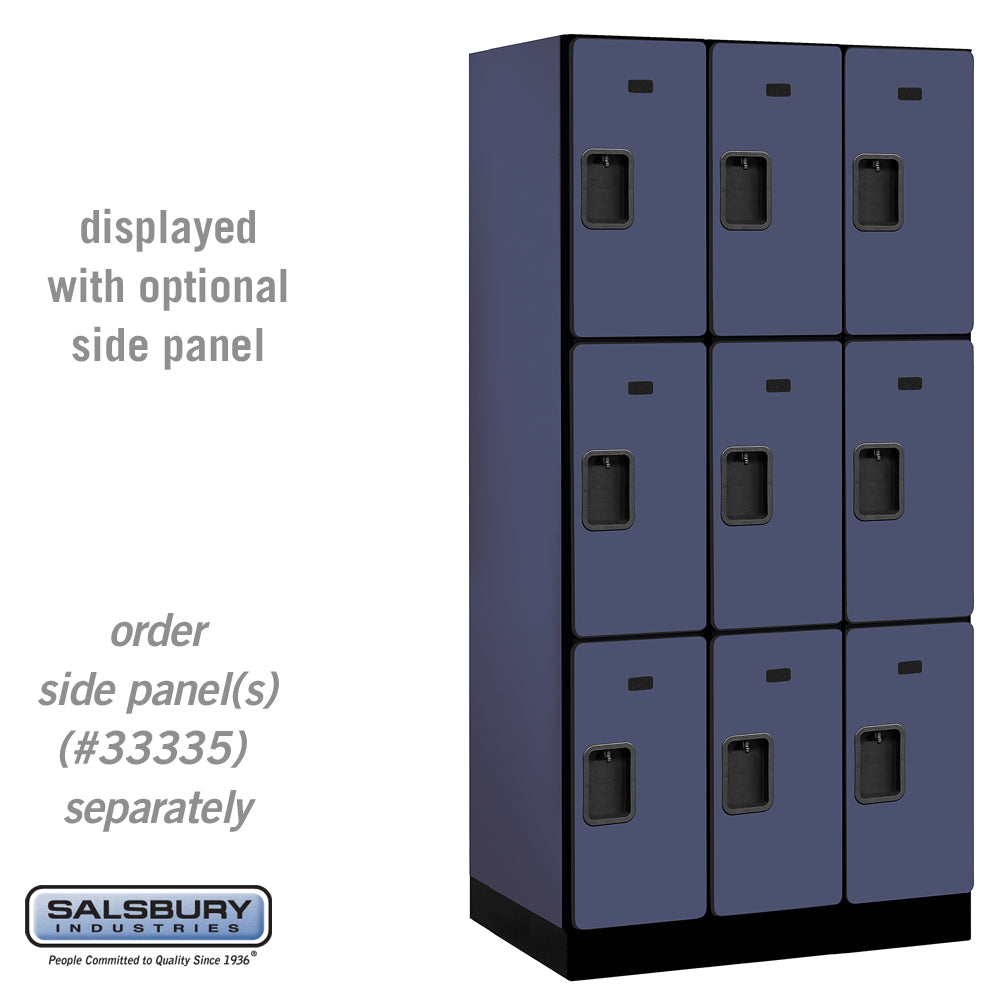 12" Wide Triple Tier Designer Wood Locker - 3 Wide - 6 Feet High - 21 Inches Deep - Blue