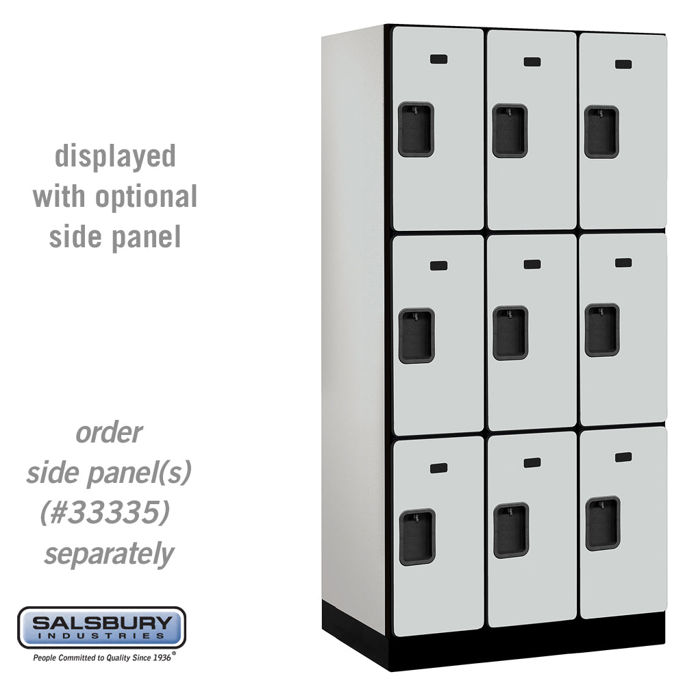 12" Wide Triple Tier Designer Wood Locker - 3 Wide - 6 Feet High - 21 Inches Deep - Gray