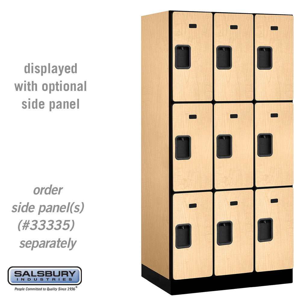 12" Wide Triple Tier Designer Wood Locker - 3 Wide - 6 Feet High - 21 Inches Deep - Maple