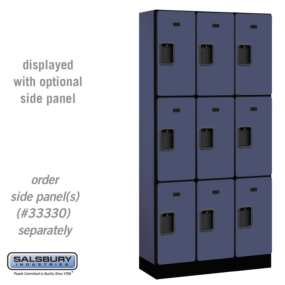 12" Wide Triple Tier Designer Wood Locker - 3 Wide - 6 Feet High - 15 Inches Deep - Blue