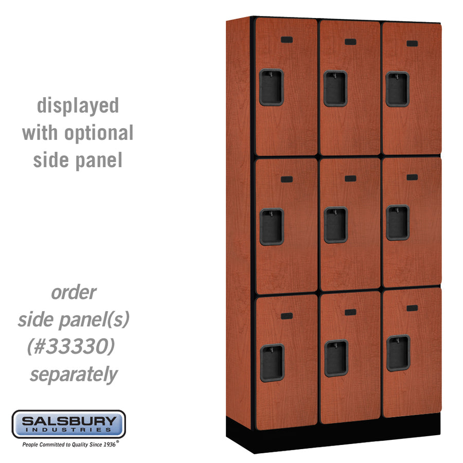 12" Wide Triple Tier Designer Wood Locker - 3 Wide - 6 Feet High - 15 Inches Deep - Cherry