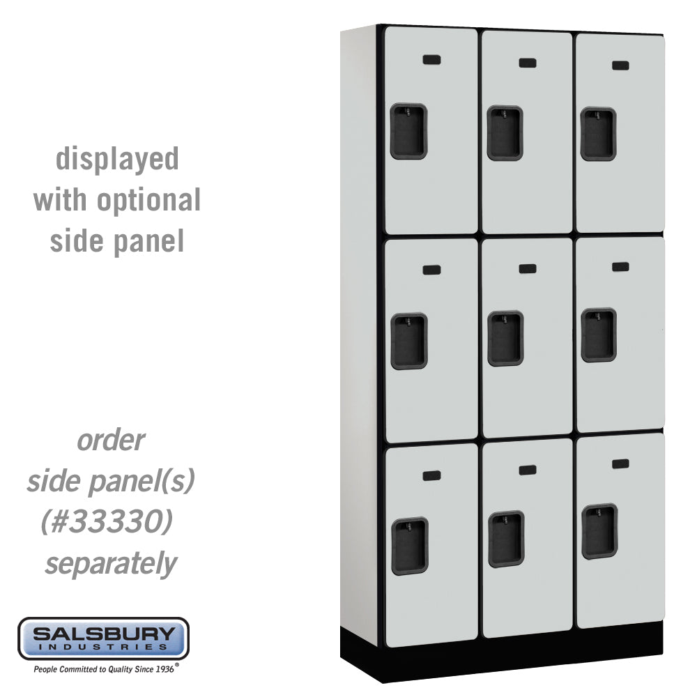 12" Wide Triple Tier Designer Wood Locker - 3 Wide - 6 Feet High - 15 Inches Deep - Gray