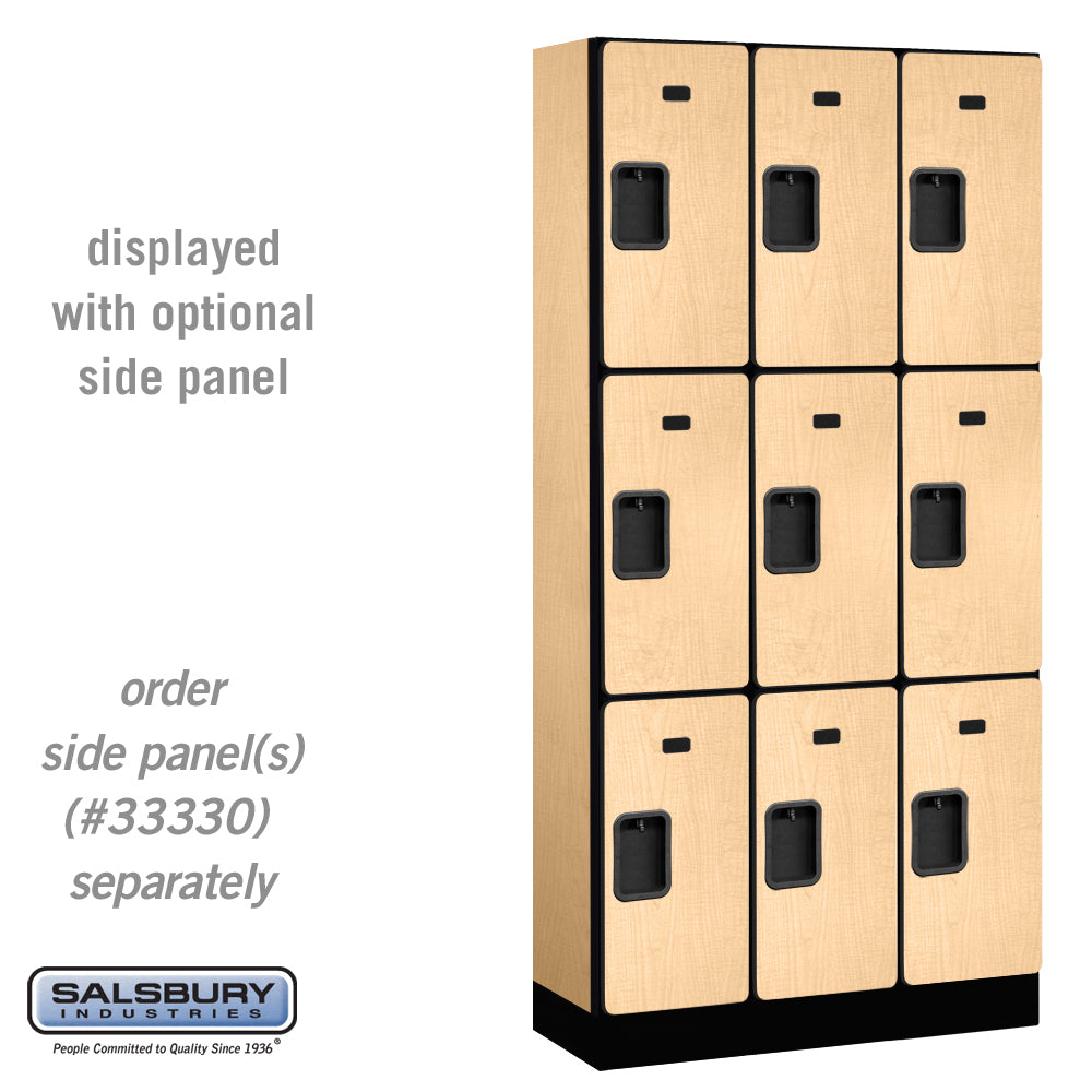 12" Wide Triple Tier Designer Wood Locker - 3 Wide - 6 Feet High - 15 Inches Deep - Maple