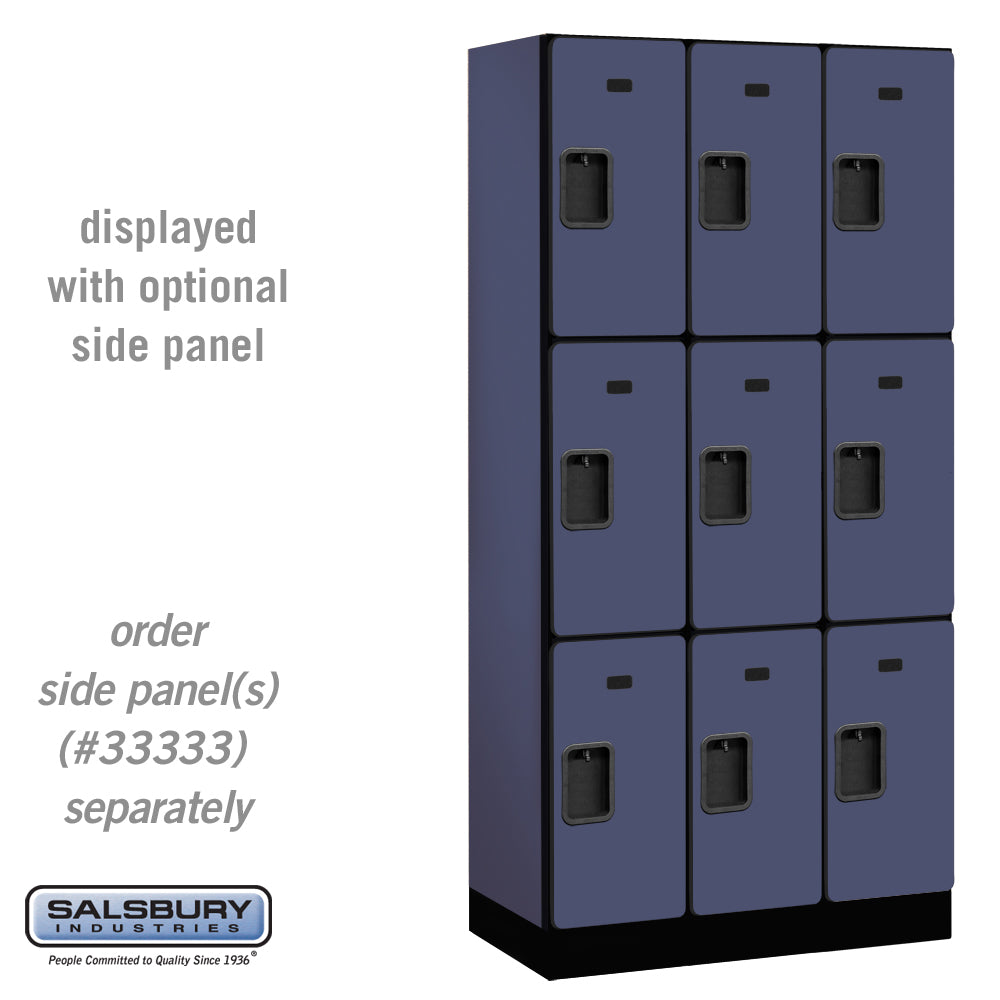 12" Wide Triple Tier Designer Wood Locker - 3 Wide - 6 Feet High - 18 Inches Deep - Blue