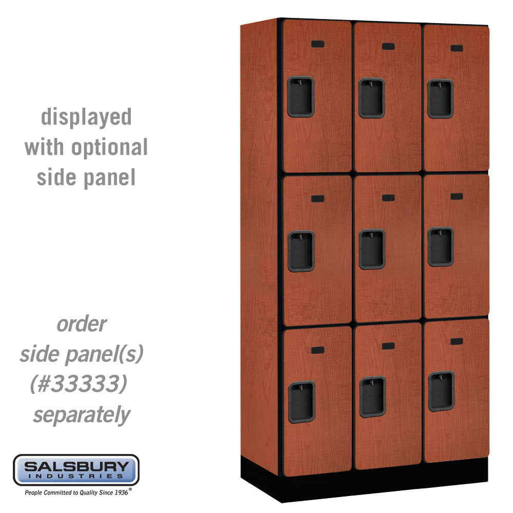 12" Wide Triple Tier Designer Wood Locker - 3 Wide - 6 Feet High - 18 Inches Deep - Cherry