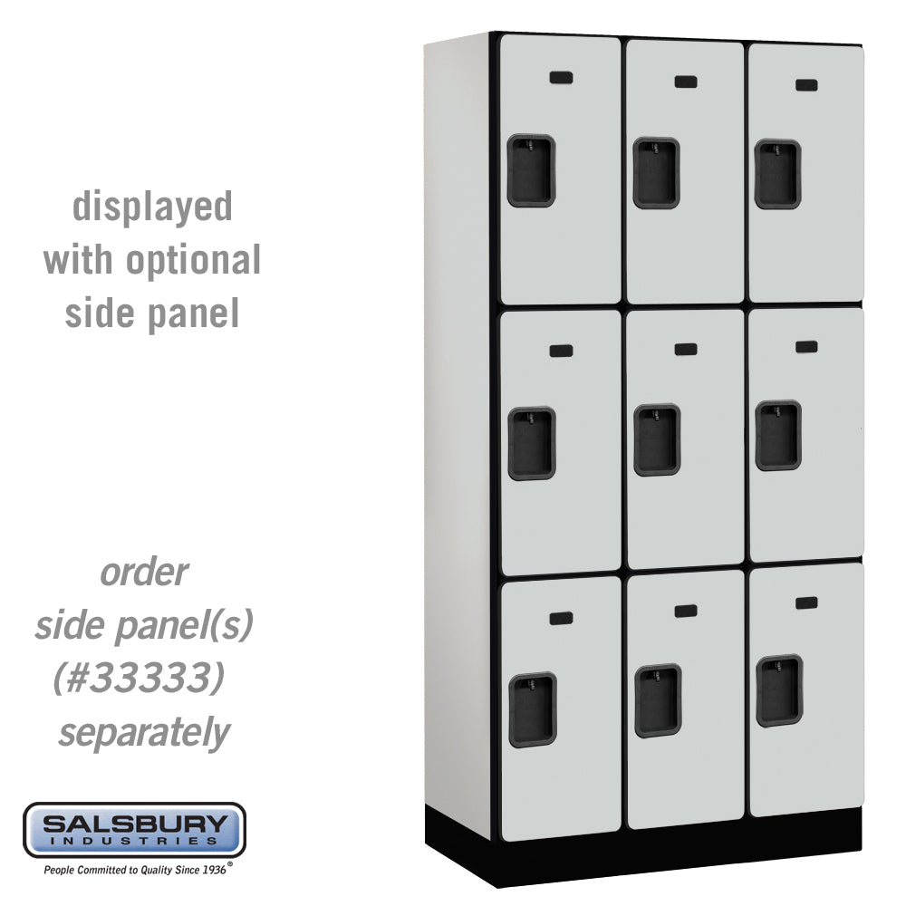 12" Wide Triple Tier Designer Wood Locker - 3 Wide - 6 Feet High - 18 Inches Deep - Gray