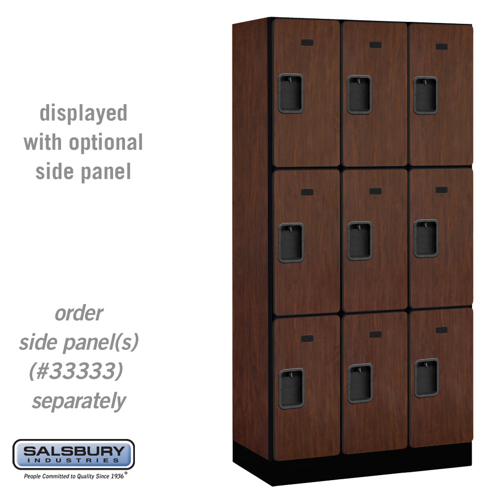 12" Wide Triple Tier Designer Wood Locker - 3 Wide - 6 Feet High - 18 Inches Deep - Mahogany