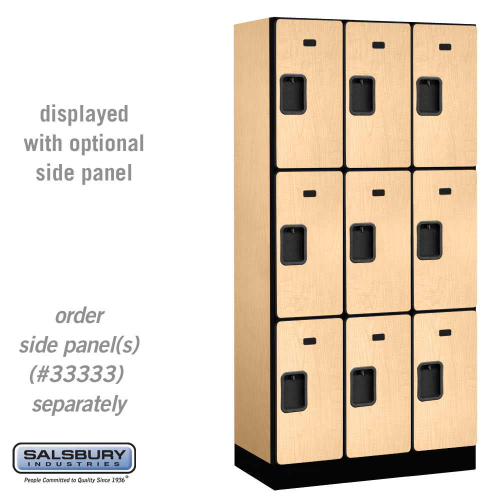 12" Wide Triple Tier Designer Wood Locker - 3 Wide - 6 Feet High - 18 Inches Deep - Maple