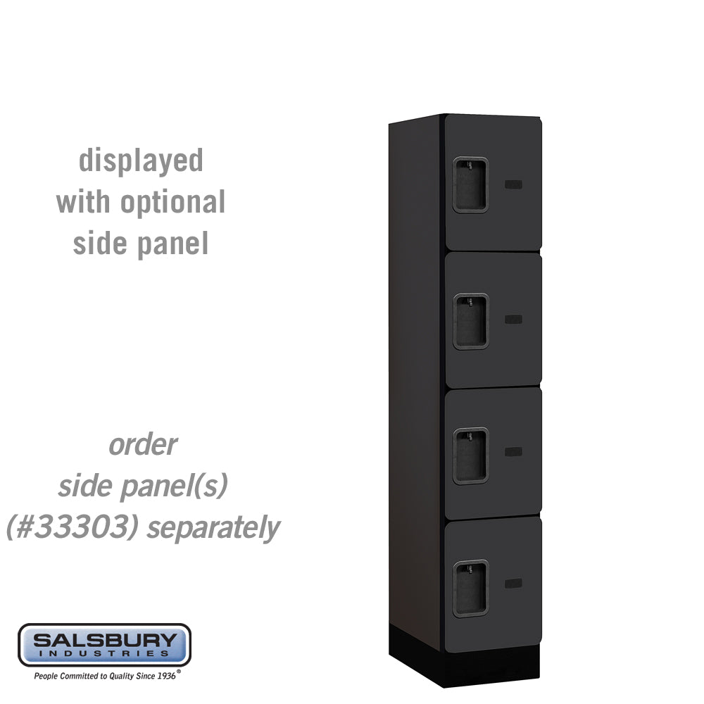 12" Wide Four Tier Designer Wood Locker - 1 Wide - 5 Feet High - 18 Inches Deep - Black