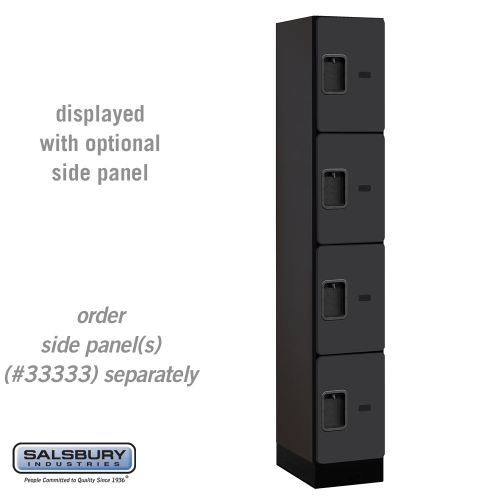 12" Wide Four Tier Designer Wood Locker - 1 Wide - 6 Feet High - 18 Inches Deep - Black