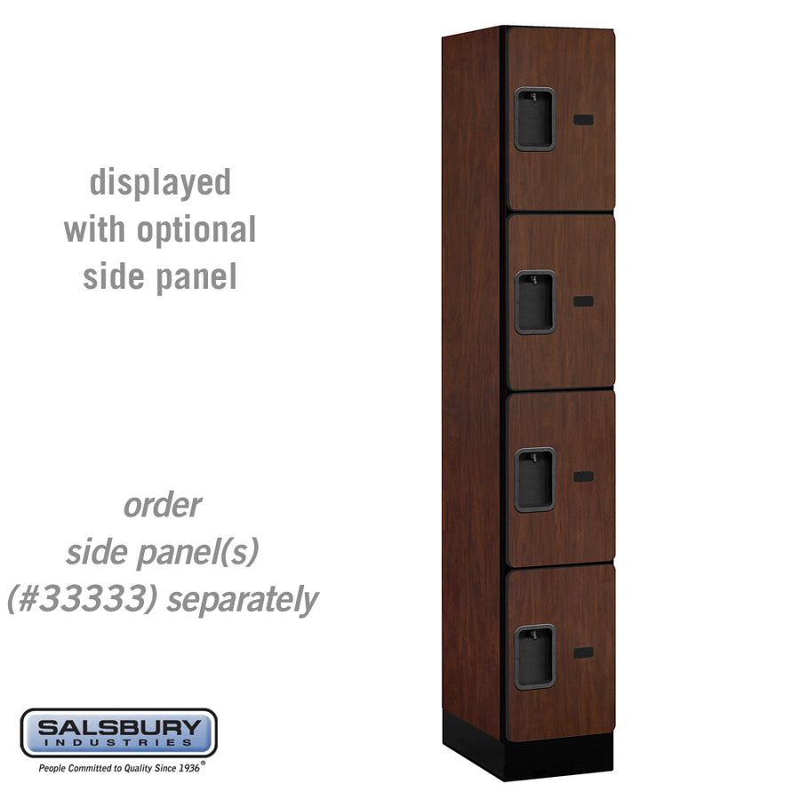 12" Wide Four Tier Designer Wood Locker - 1 Wide - 6 Feet High - 18 Inches Deep - Mahogany