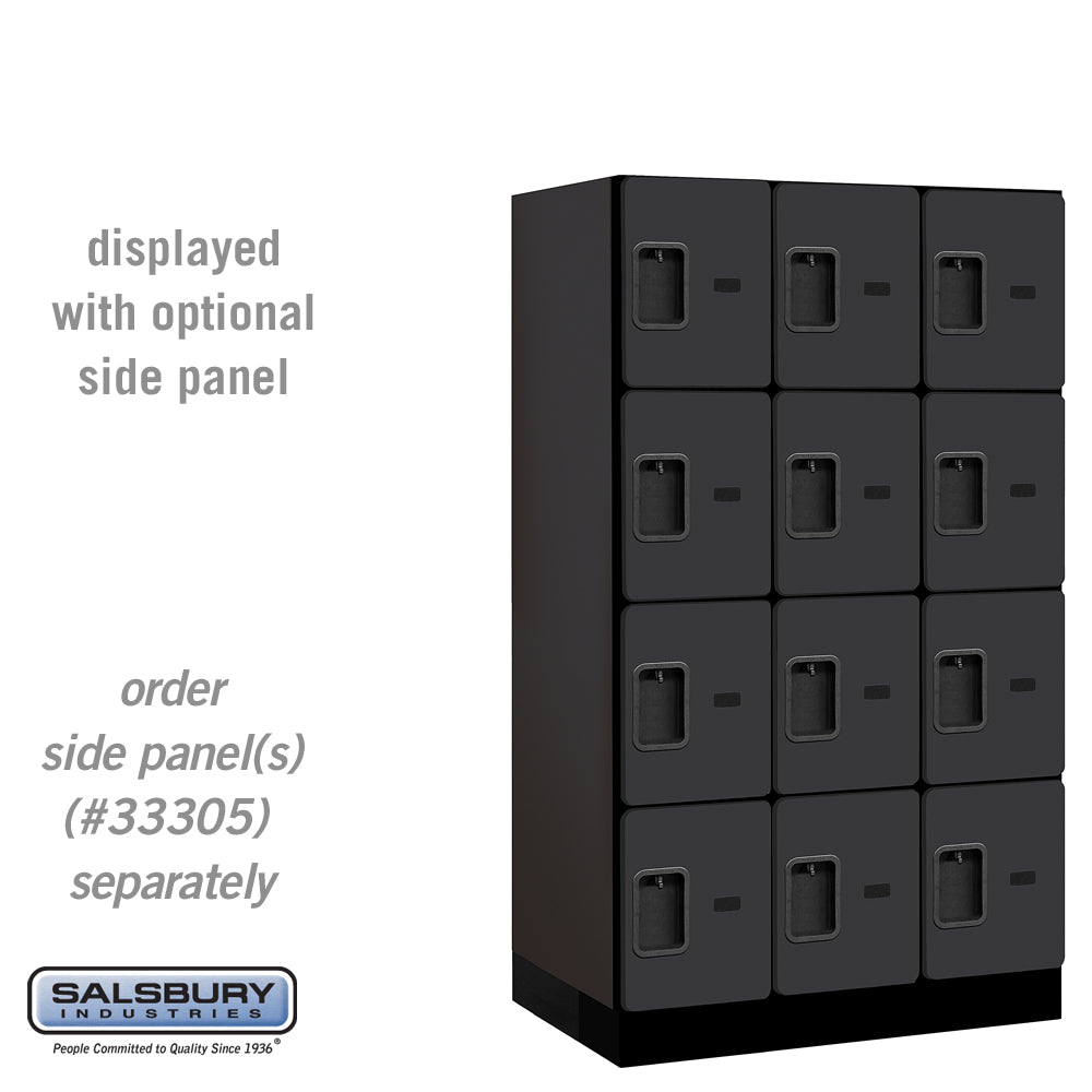 12" Wide Four Tier Designer Wood Locker - 3 Wide - 5 Feet High - 21 Inches Deep - Black