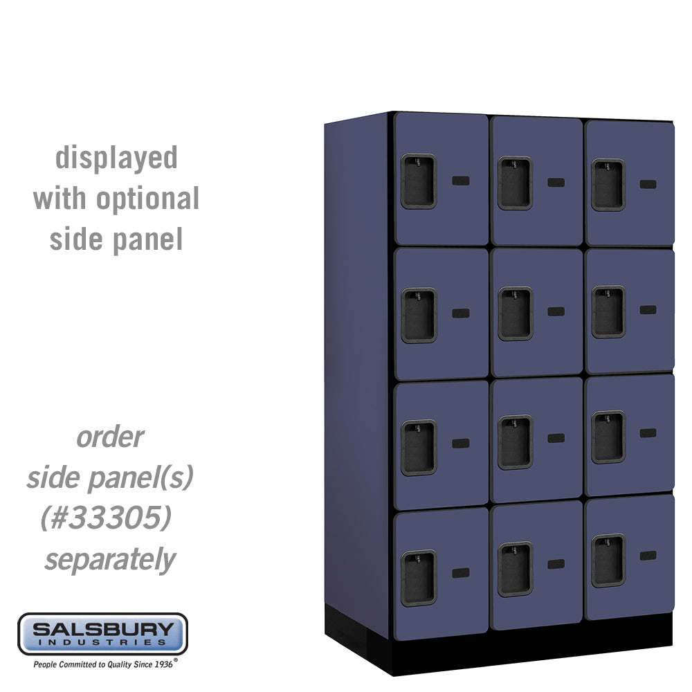 12" Wide Four Tier Designer Wood Locker - 3 Wide - 5 Feet High - 21 Inches Deep - Blue