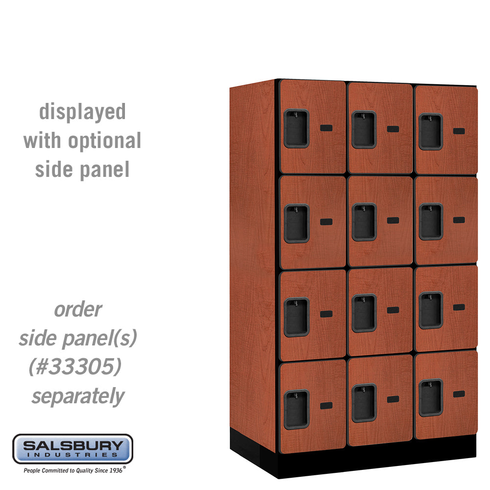 12" Wide Four Tier Designer Wood Locker - 3 Wide - 5 Feet High - 21 Inches Deep - Cherry