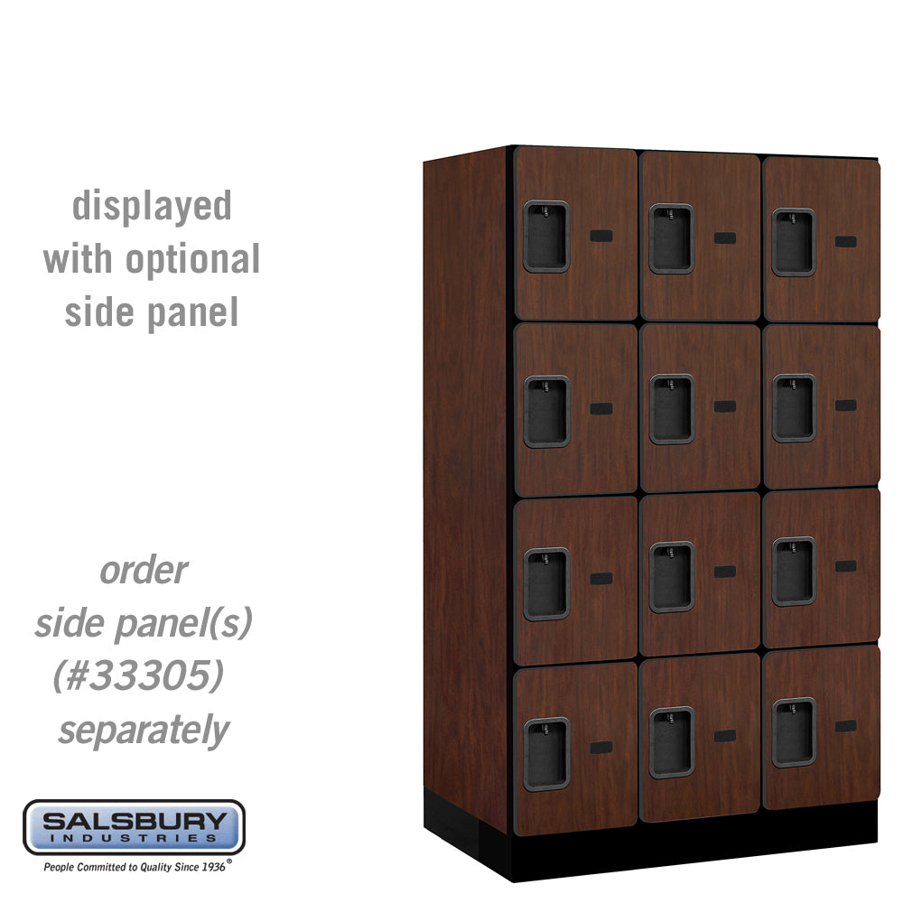 12" Wide Four Tier Designer Wood Locker - 3 Wide - 5 Feet High - 21 Inches Deep - Mahogany