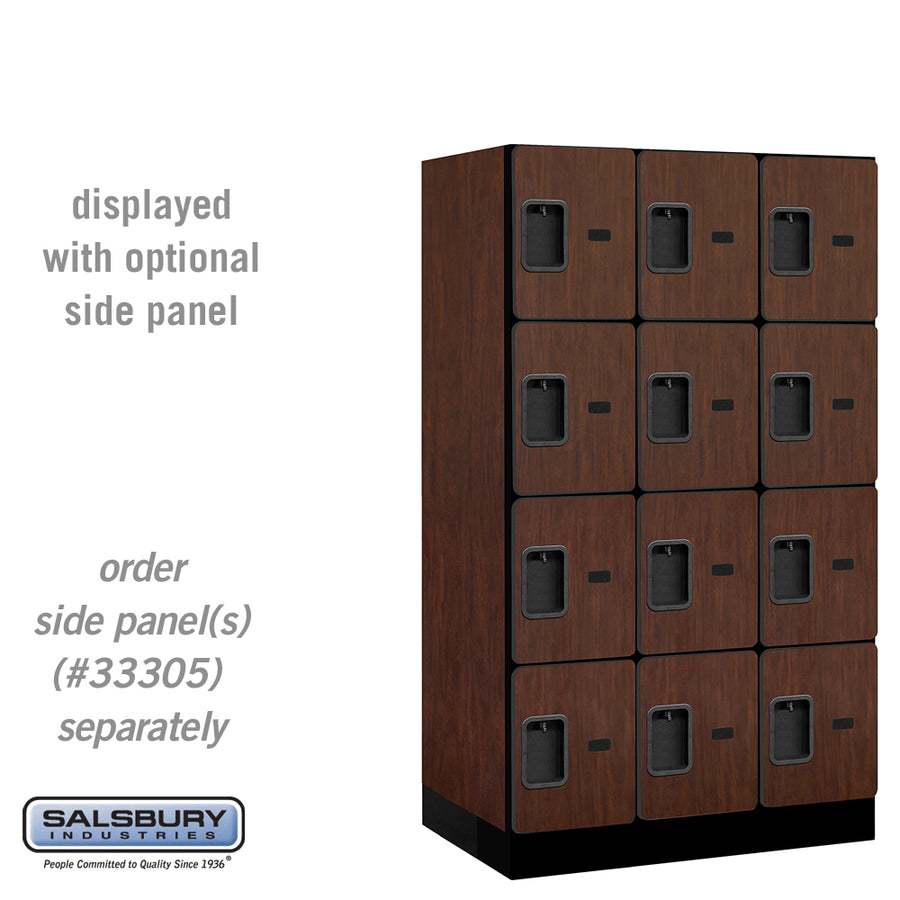 12" Wide Four Tier Designer Wood Locker - 3 Wide - 5 Feet High - 21 Inches Deep - Mahogany