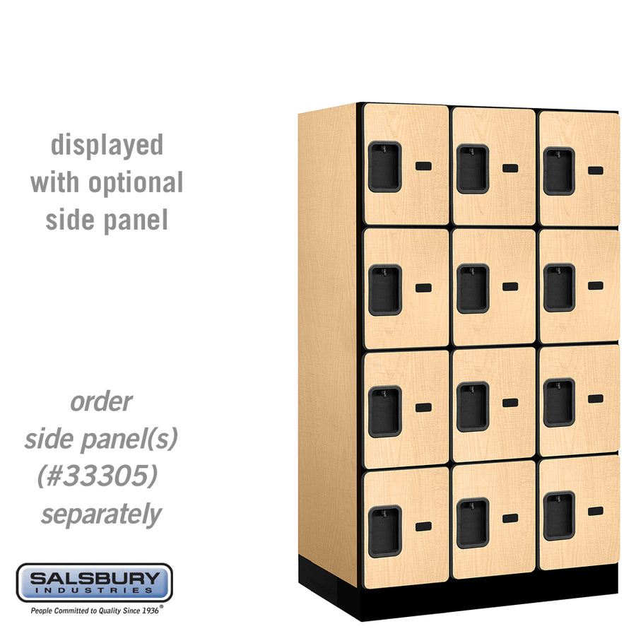 12" Wide Four Tier Designer Wood Locker - 3 Wide - 5 Feet High - 21 Inches Deep - Maple