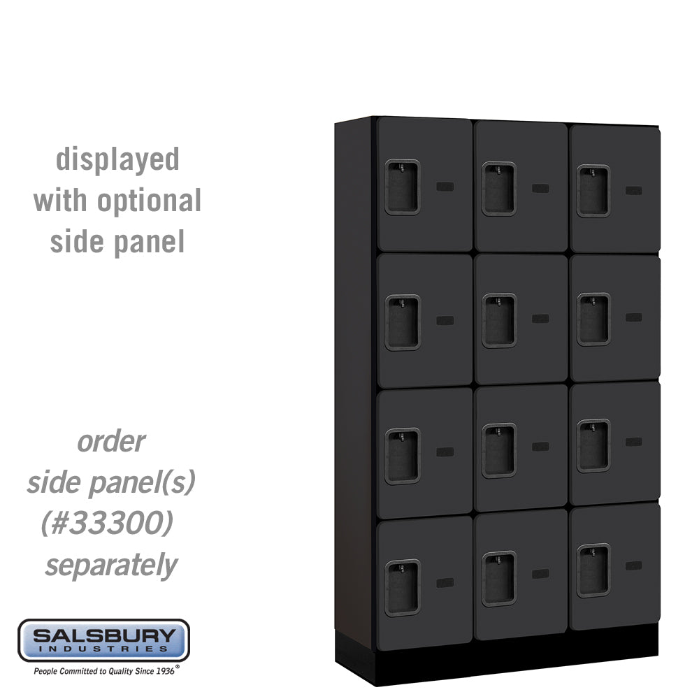 12" Wide Four Tier Designer Wood Locker - 3 Wide - 5 Feet High - 15 Inches Deep - Black