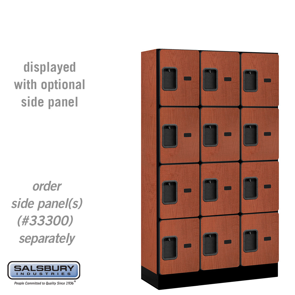 12" Wide Four Tier Designer Wood Locker - 3 Wide - 5 Feet High - 15 Inches Deep - Cherry