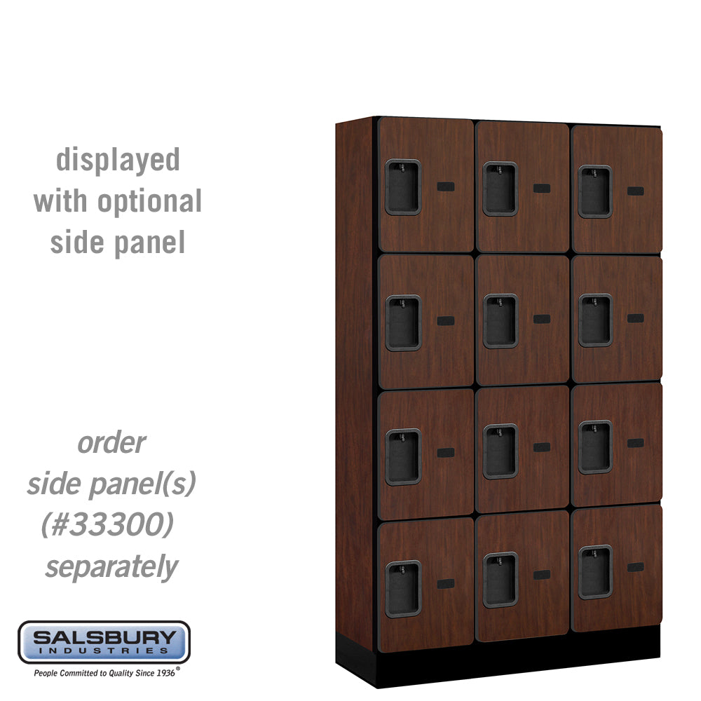 12" Wide Four Tier Designer Wood Locker - 3 Wide - 5 Feet High - 15 Inches Deep - Mahogany