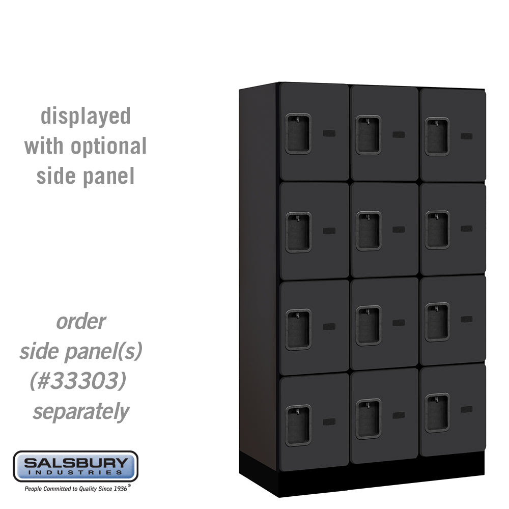 12" Wide Four Tier Designer Wood Locker - 3 Wide - 5 Feet High - 18 Inches Deep - Black