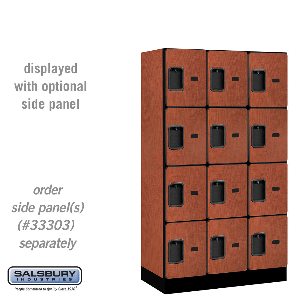 12" Wide Four Tier Designer Wood Locker - 3 Wide - 5 Feet High - 18 Inches Deep - Cherry