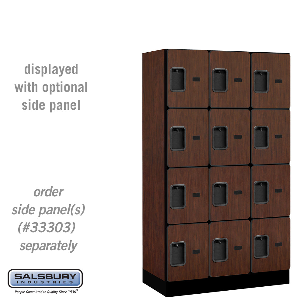 12" Wide Four Tier Designer Wood Locker - 3 Wide - 5 Feet High - 18 Inches Deep - Mahogany