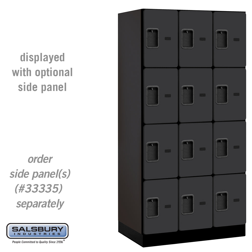 12" Wide Four Tier Designer Wood Locker - 3 Wide - 6 Feet High - 21 Inches Deep - Black