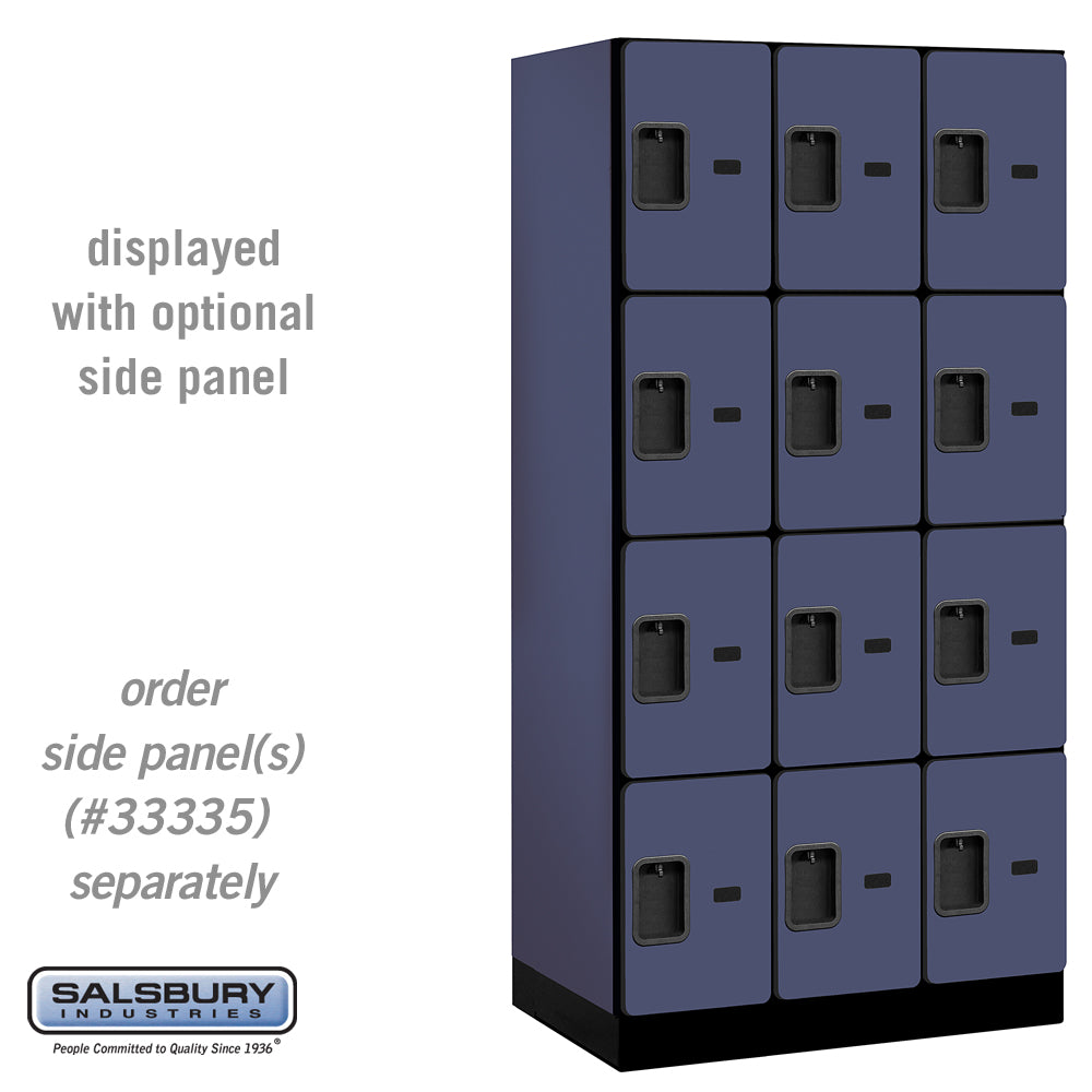 12" Wide Four Tier Designer Wood Locker - 3 Wide - 6 Feet High - 21 Inches Deep - Blue