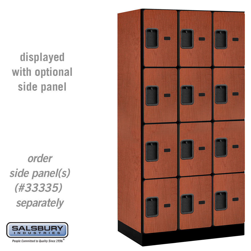 12" Wide Four Tier Designer Wood Locker - 3 Wide - 6 Feet High - 21 Inches Deep - Cherry