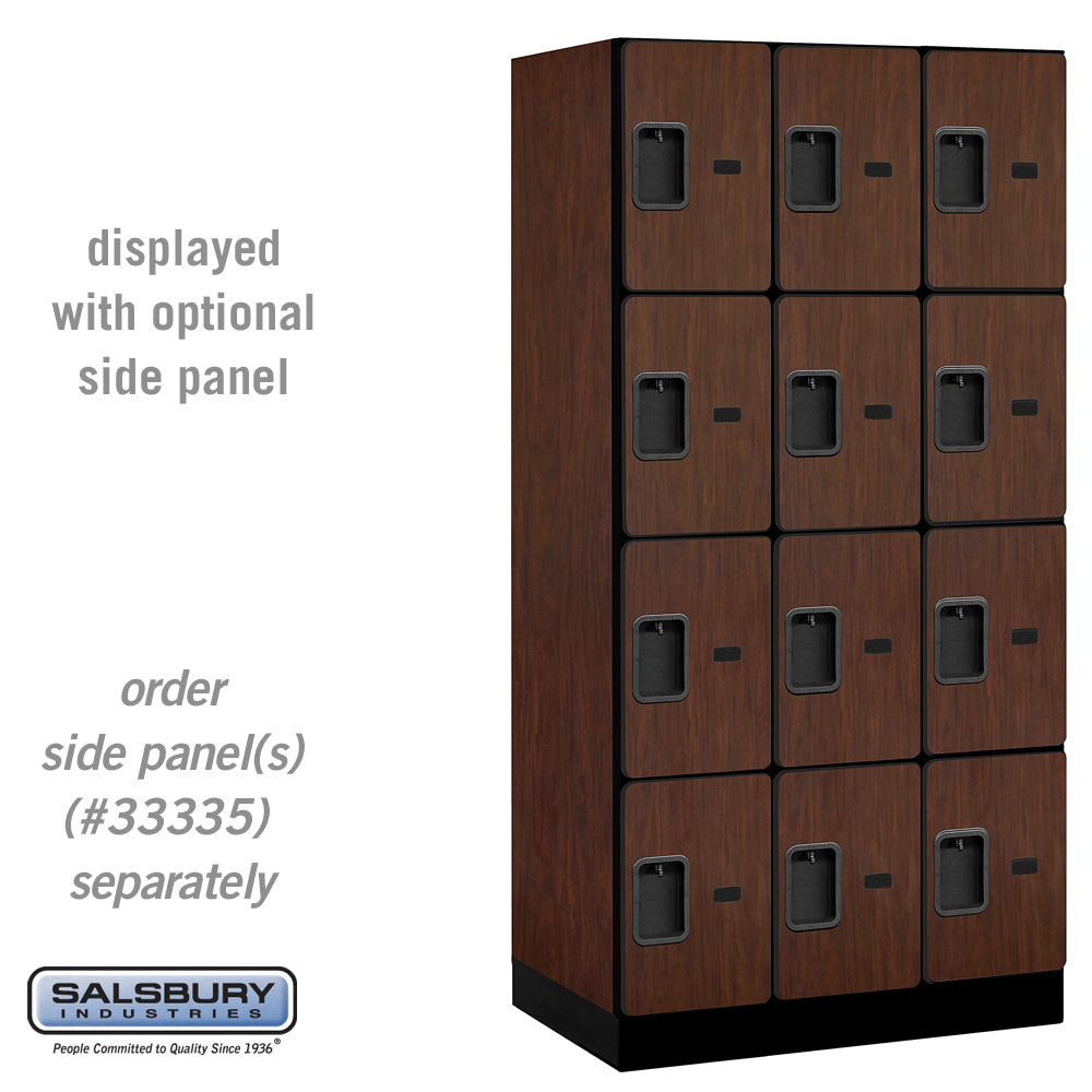 12" Wide Four Tier Designer Wood Locker - 3 Wide - 6 Feet High - 21 Inches Deep - Mahogany