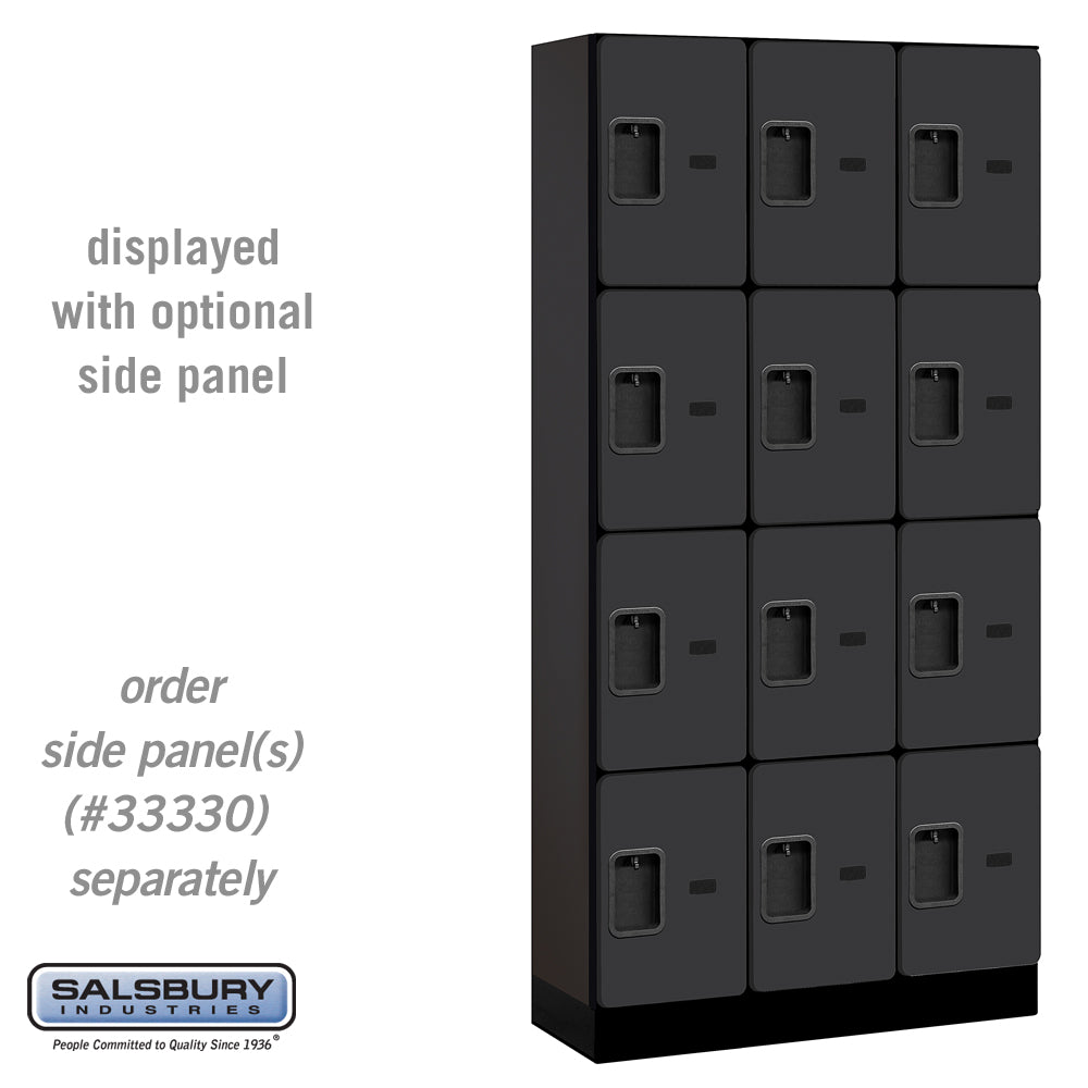 12" Wide Four Tier Designer Wood Locker - 3 Wide - 6 Feet High - 15 Inches Deep - Black