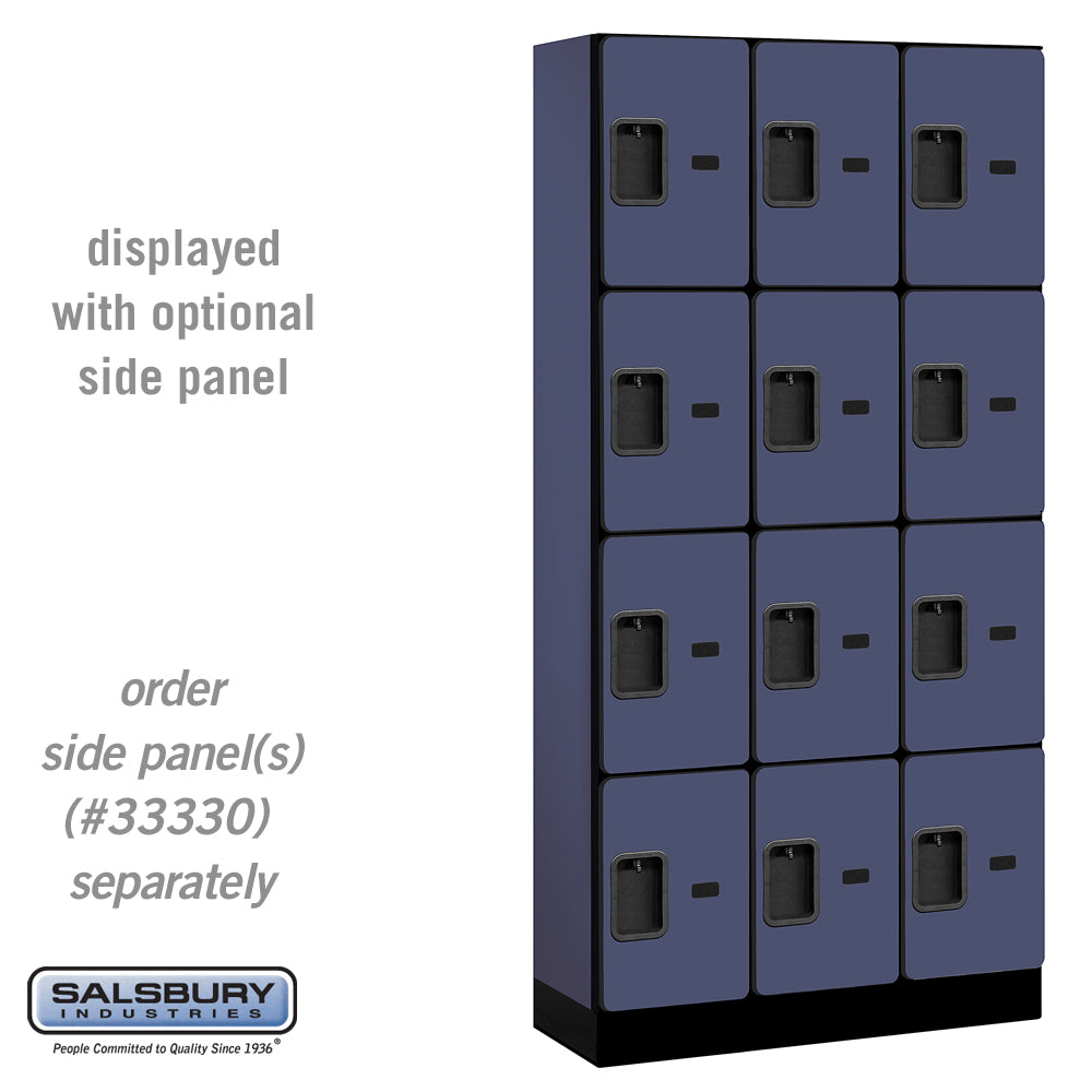 12" Wide Four Tier Designer Wood Locker - 3 Wide - 6 Feet High - 15 Inches Deep - Blue