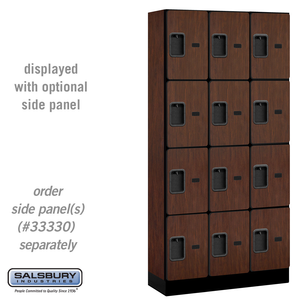 12" Wide Four Tier Designer Wood Locker - 3 Wide - 6 Feet High - 15 Inches Deep - Mahogany