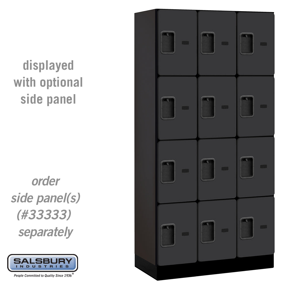 12" Wide Four Tier Designer Wood Locker - 3 Wide - 6 Feet High - 18 Inches Deep - Black