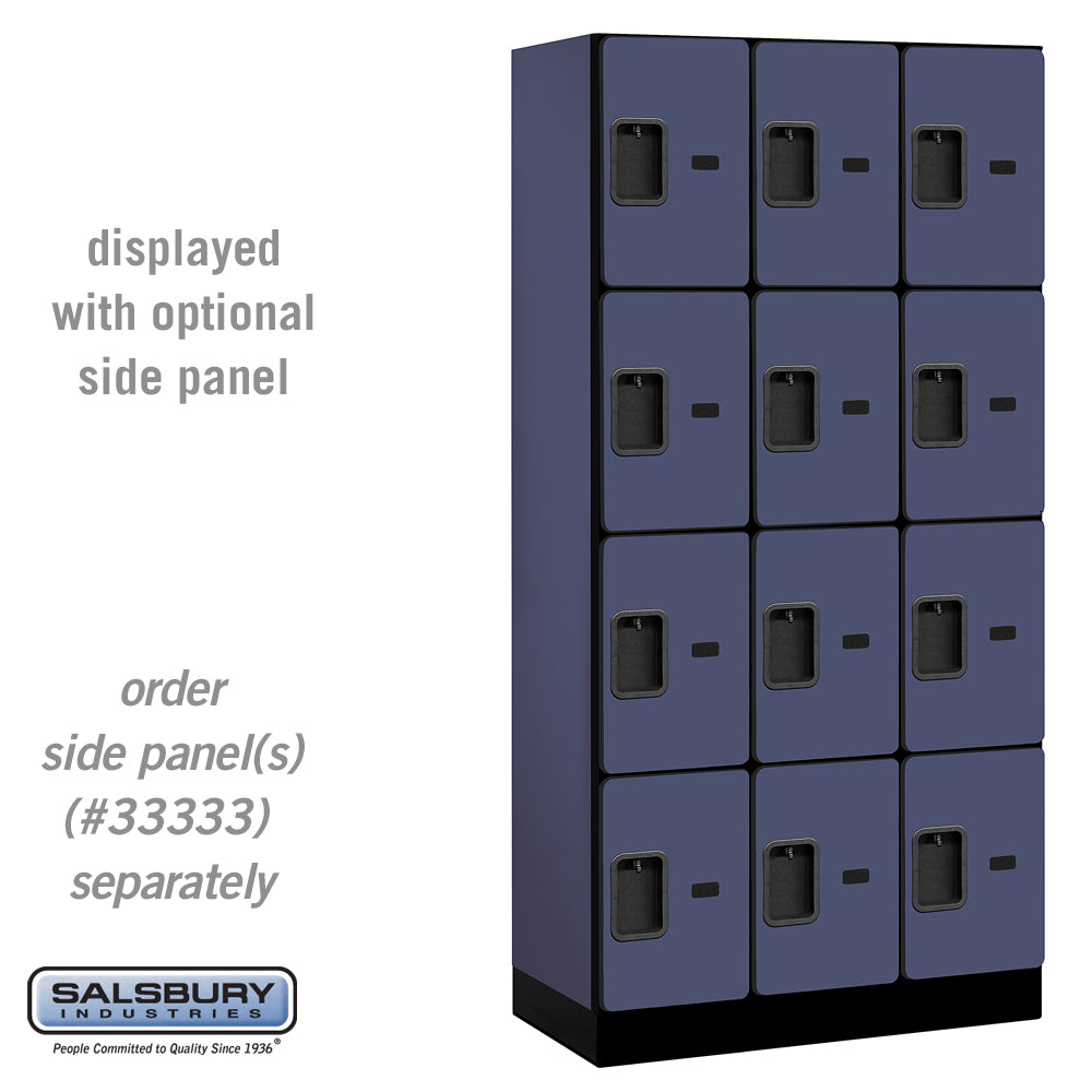 12" Wide Four Tier Designer Wood Locker - 3 Wide - 6 Feet High - 18 Inches Deep - Blue