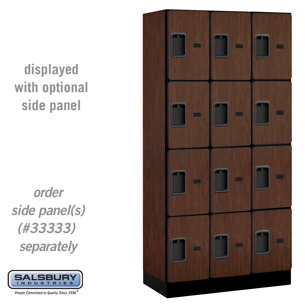 12" Wide Four Tier Designer Wood Locker - 3 Wide - 6 Feet High - 18 Inches Deep - Mahogany