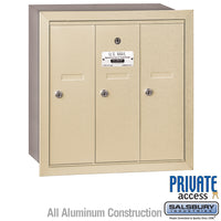 Thumbnail for Vertical Mailbox (Includes Master Commercial Lock) - 3 Doors - Sandstone - Recessed Mounted - Private Access