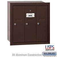 Thumbnail for Vertical Mailbox - 3 Doors - Bronze - Recessed Mounted - USPS Access