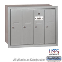 Thumbnail for Vertical Mailbox - 4 Doors - Aluminum - Recessed Mounted - USPS Access