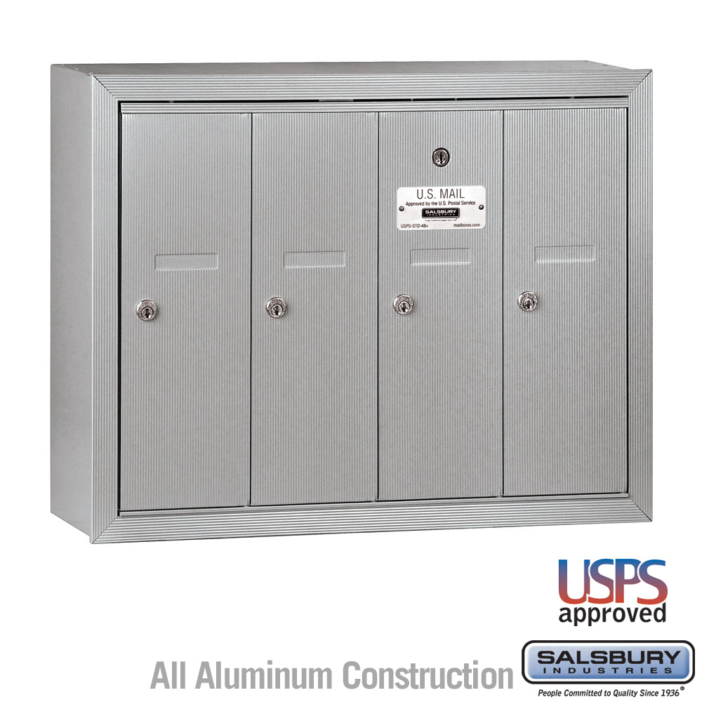 Vertical Mailbox - 4 Doors - Aluminum - Surface Mounted - USPS Access