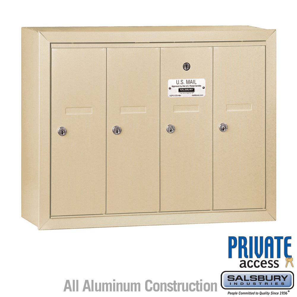 Vertical Mailbox (Includes Master Commercial Lock) - 4 Doors - Sandstone - Surface Mounted - Private Access