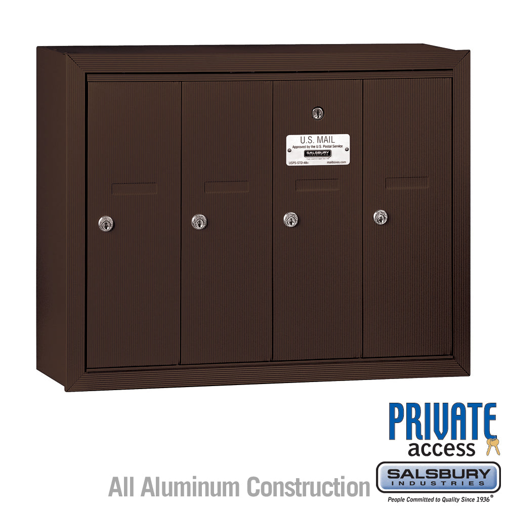 Vertical Mailbox (Includes Master Commercial Lock) - 4 Doors - Bronze - Surface Mounted - Private Access