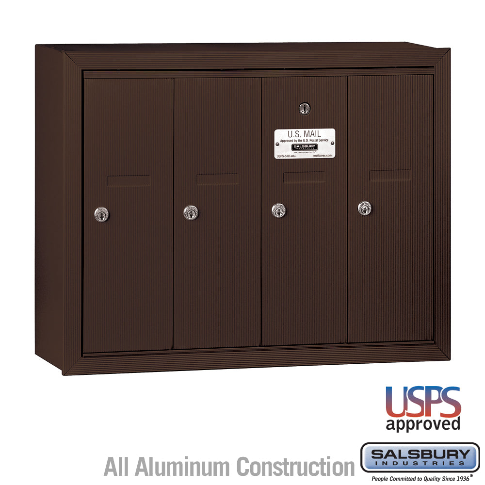 Vertical Mailbox - 4 Doors - Bronze - Surface Mounted - USPS Access