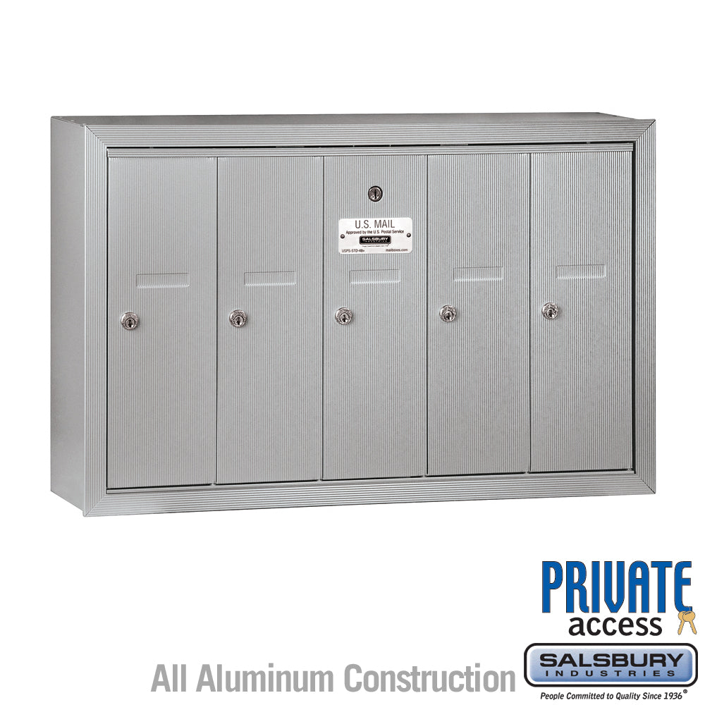 Vertical Mailbox (Includes Master Commercial Lock) - 5 Doors - Aluminum - Surface Mounted - Private Access