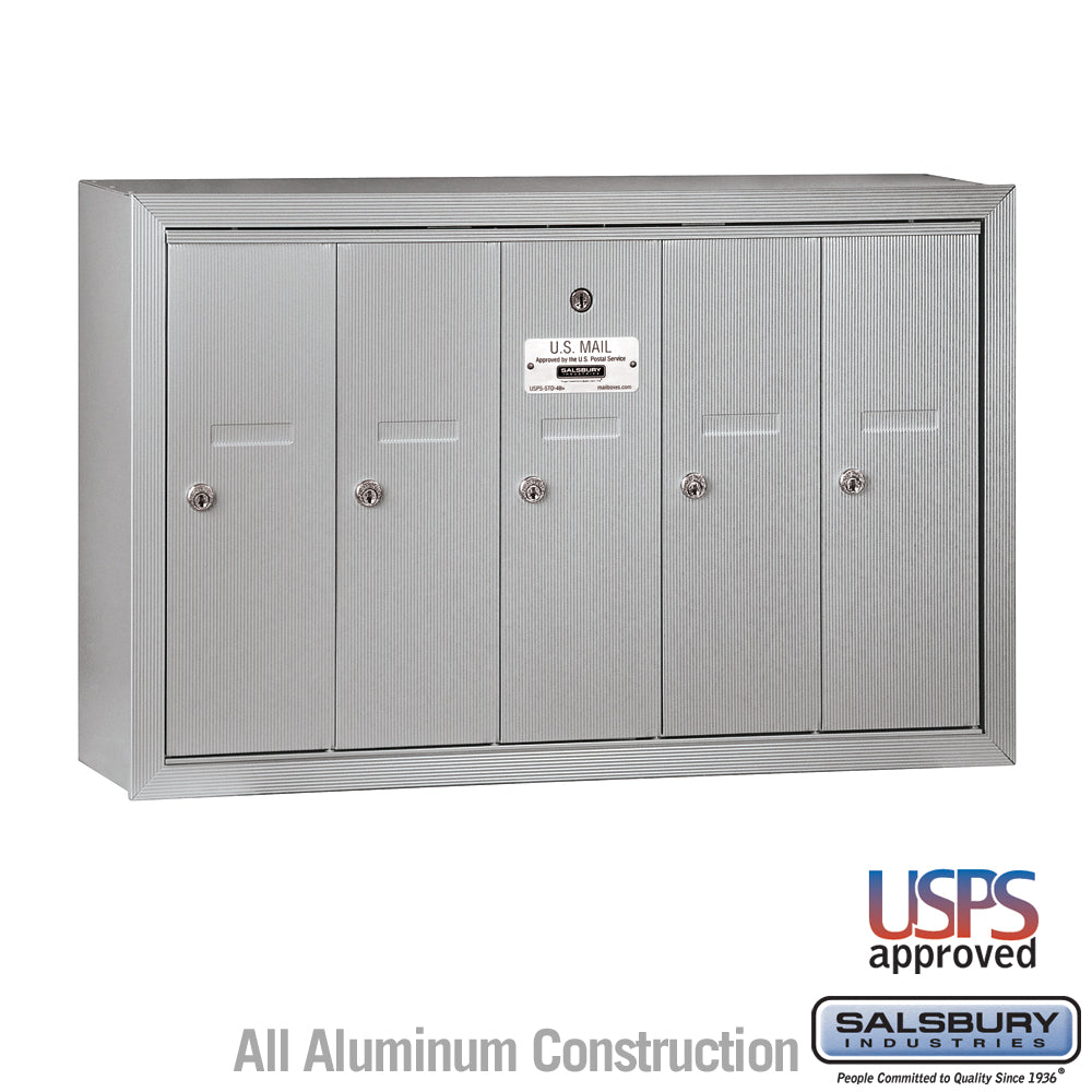 Vertical Mailbox - 5 Doors - Aluminum - Surface Mounted - USPS Access